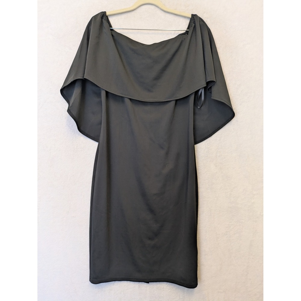 Grace Karin Women Size M Black Off The Shoulder Capelet Elegant Midi Dress‎